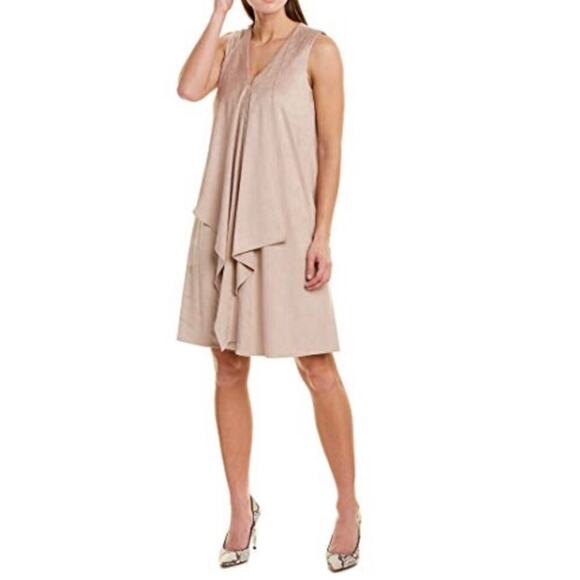 NWT Anne Klein pink sleeveless faux suede a-line knee length dress small S B83 - Picture 1 of 7